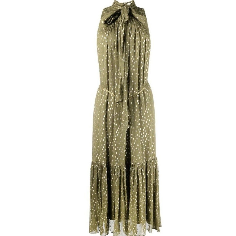 Zimmermann Olive Green Polka Dot Sleeveless Maxi Dress